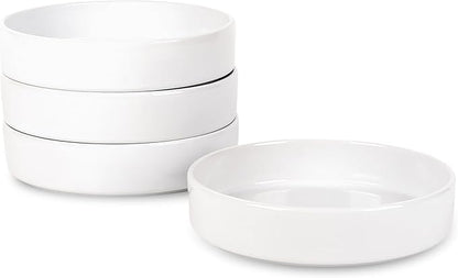 Stone Lain Celina Stoneware Bowl Set, 4-Piece Pasta Bowls for Kitchen, Ceramic Serving for Noodles, Fruit, Cereal, Dinner - Microwave & Dishwasher Safe, White