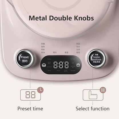 Bar 1.8L Health- Care Beverage Tea Maker and Kettle YSH-C18R1, Durable 316 Stainless Steel & Glass Brew Cooker Master,8-in-1 Programmable, 4 Range Temperature Warming Function, Pink