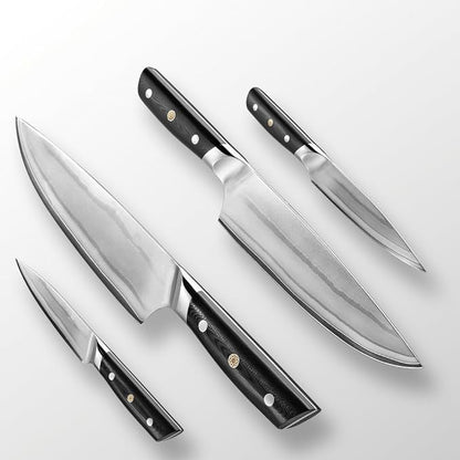 10C Kitchen Knife Set 2pc,8" Chef Knife & 5.5" Utility Knife,VG10 High Carbon Stainless Steel,6-Star Sharp Standard,G10 Black Handle,Love's Gift Box