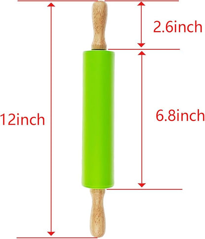 6 Pack Small Rolling Pin for Kids, Kids Rolling Pin for Home Kitchen (6 colors) (12 Inch)