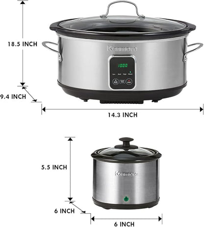 Kenmore 7 Quart Slow Cooker with Diper - Crock pot With Programmable Settings, Digital Controls, Large Capacity for Family Meals, Dishwasher-Safe Stoneware, Warm Rice & Sous Vide Stew