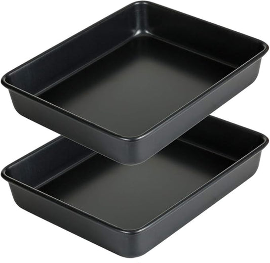 11 Inch Baking Sheets Pan Nonstick Set of 2, Walooza 2-inch Deep Baking Trays, 11X9 Inch Cookie Sheet Replacement Toaster Oven Tray, Non Toxic & Heavy Duty & Easy Clean