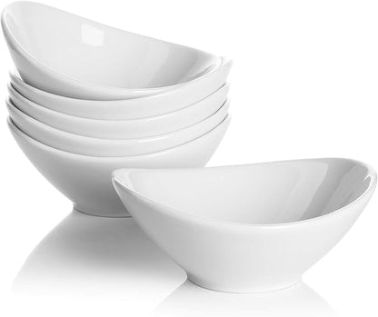 Teocera 5 Inch Porcelain Small Bowls Set, 6 Ounce small serving bowls for Dessert, Ice Cream, Snack, Dipping, Side Dishes, Microwave & Dishwasher Safe- White