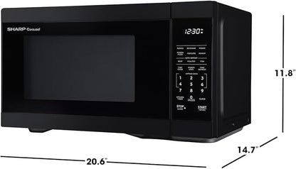 SHARP Countertop Microwave Oven with Removable 12.4" Carousel Turntable, 1000 Watt, 1.1 Cubic Feet, Black