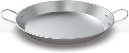 Stainless Steel Pan with 2 Handles, 18.5in Round Grill Griddle for TIKI Solo Stove Cuisinart Fire Pit Kamado Charcoal Grill Weber Kettle and More, Oven and Induction Safe for Indoor & Outdoor Use