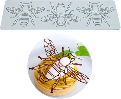 Silicone Molds 3D Hollow Leaf Chocolate Molds Honeycomb Bee Candy Mold Flower Pattern Fondant Mold Cake Topper Sugar Craft Decoration (G_Bee_12.8 * 3.8 * 0.12inch)