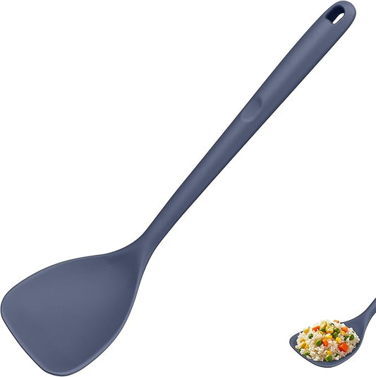 U-Taste 600ºF Heat Resistant Wok Spatula: 13.76" Long, 3.63" Wide Silicone Cooking Tools with Flexible Edge & Sturdy Core, for Kitchen Stir Fry, Serving, Scoop, Non-Stick Pan, Cast Iron -Midnight Blue