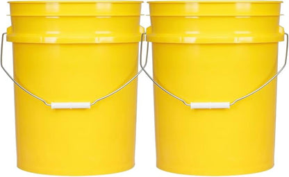House Naturals 5 Gallon Premium HPDE Plastic Bucket - Made in USA Food Grade Storage Container, BPA Free All Purpose Pail (2, Yellow)