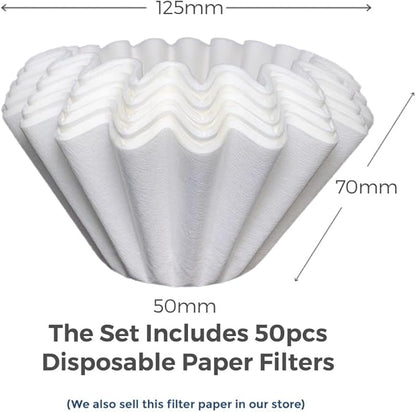 AGOGO Compact Portable Pour Over Coffee Maker Set - Easy Cleaning 304 Stainless Steel Dripper Set for Camping & 50 Filters Paper & Cleaning Rag (Cream, 600ml)