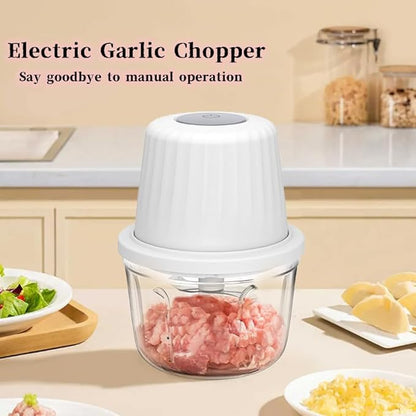 450ML Electric Garlic Chopper, Mini Portable Veggie Choppers, Garlic Grinder Masher Onion Chopper, Blender to Vegetable, Wireless Food Processor for Ginger, Chili, Fruit, Meat, etc