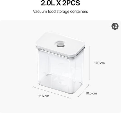 VAKUEN Premium Airtight Food Storage Containers, Rectangular 2PC-SET(2.11qt), Smart One-Click Seal Lid, 100% Leak Proof, Keep Food Fresh Longer, BPA-FREE, Dishwasher/Freezer & Microwave Safe
