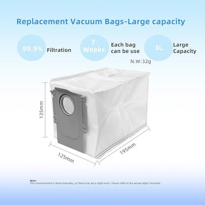 6 Pack Reusable Zipper Bags for Roborock Revo Series, S8 MaxV Ultra, 3L Large Capacity by Funway Design, Dust Vacuum Bag