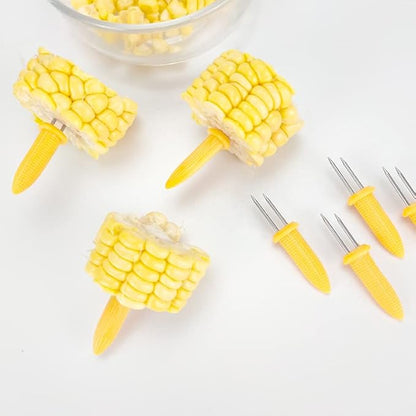 3.66 Inch Stainless Steel Corn Holders, Corn on The Grill, Corn on The Cob Skewers, Double Fork Sweet Corn Seat, Home & BBQ Cooking Fork (10 Pcs)