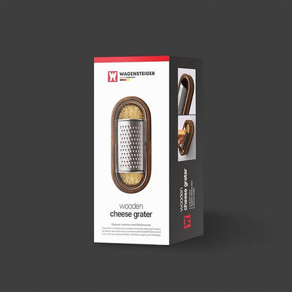 Removable SUS304 Stainless Steel Cheese Grater with Wooden Container, Wooden Shredder, Citrus Zester, Perfect for Presenting Freshly Grated Cheese or Zest