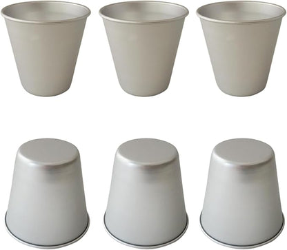 6 PCS Tart Pan Set, Aluminum Popover Pans, Individual Yorkshire Pudding Cup Molds, Deep Round Dish for Egg Tart, Muffin, Cupcake (3.58x 2.28x 3.15 Inch)