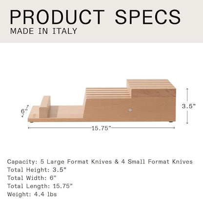 Made In Cookware - 9 Piece Knife Organizer - Italian Beechwood - Crafted in Italy