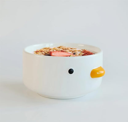 PURROOM Funny Cute Duck Bowl, Handmade Glaze Duck Safety Ceramics 17oz Soup Bowls, 4.6'' Rice Bowl. (500ML)