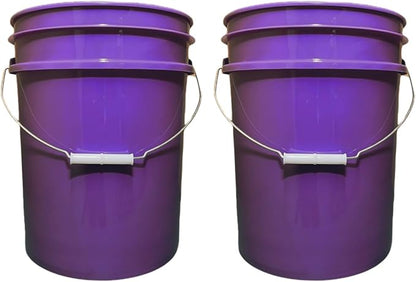 House Naturals 5 Gallon Premium HPDE Plastic Bucket - Made in USA Food Grade Storage Container, BPA Free All Purpose Pail (2, Purple)