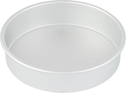 Restaurantware-Met Lux 8 x 2 Inch Straight-Sided Baking Tins, 12 Round Cake Pans - Oven-Ready, Freezable, Anodized Aluminum Round Baking Pans, Greaseproof, For Layer Birthday Cakes