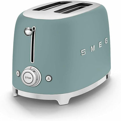 SMEG 2 Slice Toaster with 6 Presets and Defrost Function and Removable Crumb Tray (Jade)