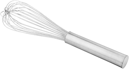 Restaurantware Met Lux 12 Inch x 2.5 Inch Baking Whisk, 1 With Ergonomic Handle Metal Whisk - Dishwasher-Safe, Corrosion-Resistant, Stainless Steel Whisk For Baking, For Whipping, Baking, Or Cooking