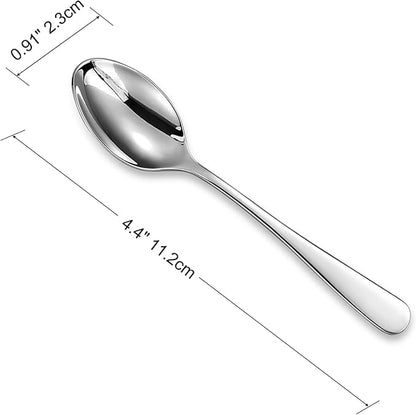 KEAWELL Premium Louise Demitasse Espresso Spoons, 18/10 Stainless Steel, 4.4-Inch Small Size, Dishwasher Safe (4.4 inches, 12)