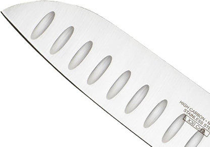 Mercer Culinary Millennia Color Handle Cutlery 7" Santoku Knife (Granton Edge) Purple