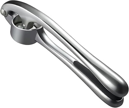 Garlic Press Set - Professional Stainless Steel Garlic Mincer with Silicone Peeler and Cleaning Brush, Rustproof Dishwasher Safe Kitchen Tool