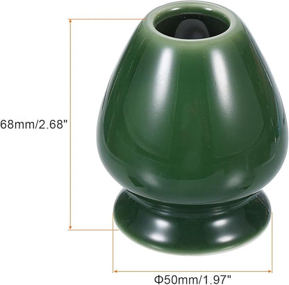 HARFINGTON Ceramic Chasen Stand 68mm Matcha Whisk Holder Teas Set Whisks Stand Traditional Matcha Tea Chasen Holder Tea Set Accessories for Tea Tasting, Green