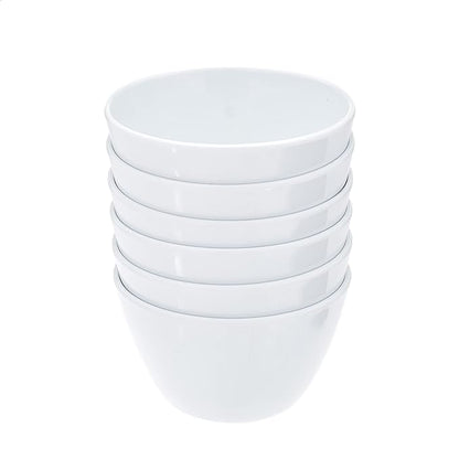 Amazon Basics Round Melamine Bowl, 8 oz, White, 6 Piece Set