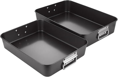 CYEAH 2 Pack Lasagna Pan Deep Baking Pan for Oven, 13.7 in & 16 inch Baking Dishes for Oven, Roasting Pan Brownie Pan with Handles, Nonstick Rectangle Cake Pans Sets for Baking Cooking, Black