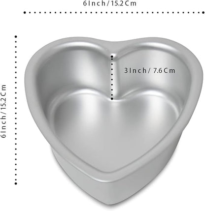 Heart-shaped cake pan, heart-shaped cake tin, aluminum, 6-inch heart-shaped-pan, for weddings, parties, family and other occasions cake (6 x 3 Inch,Set of 2)