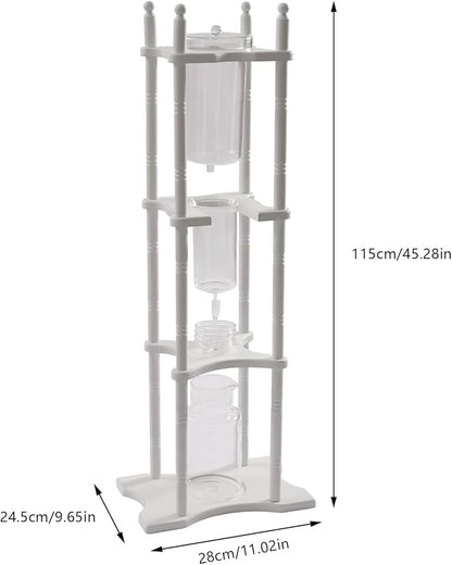 Cold Brew Drip Coffee Maker, 2500ml/84.54oz Ice Coffee Brewer Machine Dripper Pot Cold-Drip Coffee Tower with Glass Container Wood Stand for Home Office