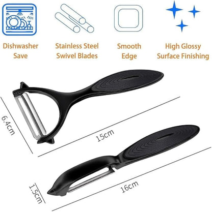 Premium Vegetable Peeler Set – Ultra Sharp Stainless Steel Blades with Non-Slip Ergonomic Handles for Easy Potato, Fruit & Veggie Peeling (2PCS)
