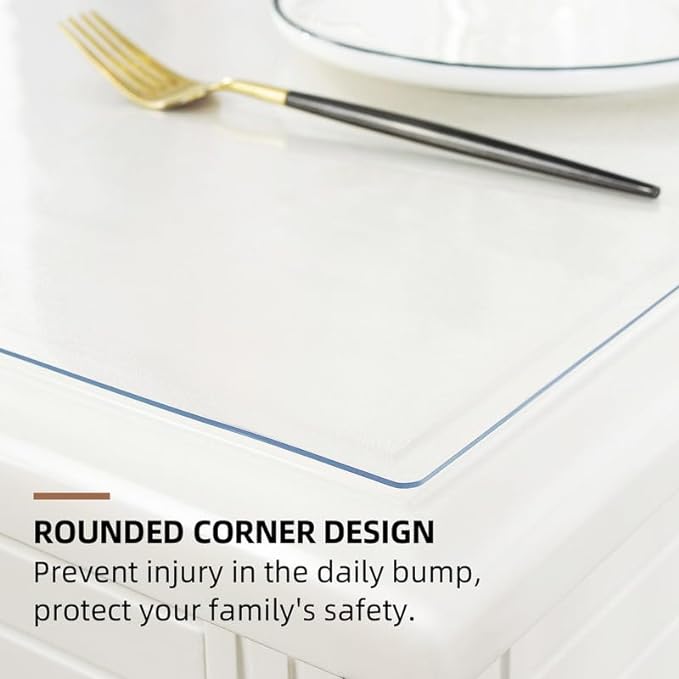 Warmstar Clear Table Cover Protector 42 x 112 Inch,1.5mm Thick Plastic Table Cover Rectangle,PVC Clear Table Protector,Desk Protector Mat for Kitchen, Dresser, Writing Desk，Dining Room Table