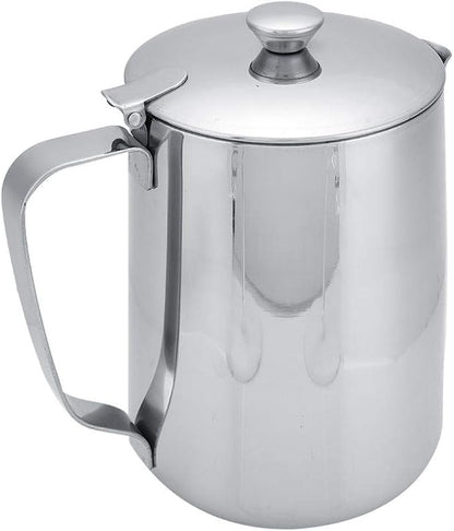Stainless Steel Coffee Cup Mug Milk Frothing Pitcher Jug with Lid for Latte Coffee Art for Office Kitchen(2000mL)