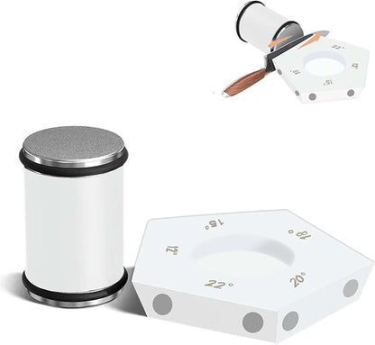 White Rolling Knife Sharpener, Professional Rolling Knife Sharpener Kit with 5 Magnetic Angle Offer 12/15/18/20/22° for Kitchen Knives (SET-A)