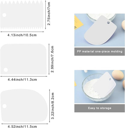 Icing Spatula, Cake Spatula, Frosting Spatula Set - 6", 8", 10" Stainless Steel Offset Spatulas with Non-Slip Handle & 3 Cake Scrapers, Angled Baking Decorating Tools
