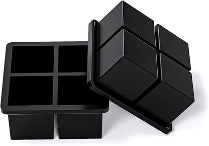 Bangp Large Ice Cube Tray for Whiskey,Silicone Ice Cube Trays 2 Pack,Large Ice Cube Molds with Leak Proof Removable Lid,Square Ice Cube Tray for Whisky and Cocktail