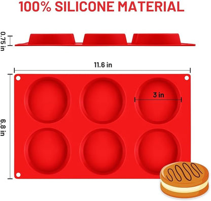 CAKETIME Silicone Egg Molds, 3 Inch Muffin Top Pan 4 Pack Nonstick for Baking English Muffin, Whoopie Pie, Corn Bread, Egg bite, Breakfast Sandwiches