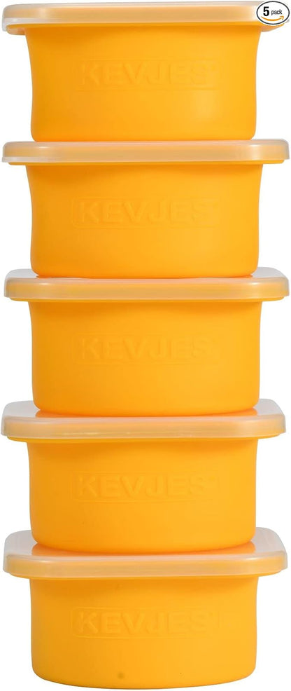 Stackable Silicone Artisan Pizza Dough Proofing Proving Containers with Lids-5pack-500ml portion (Yellow)
