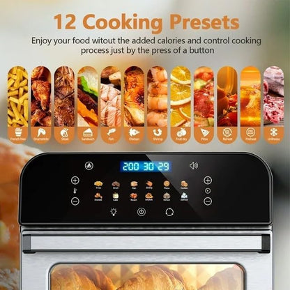 Toaster Oven, 12QT Air Fryer Oven with 12 Pre-set Cooking Menus, Clear Viewing Window, Up to 95% Less Oil for Healthier
