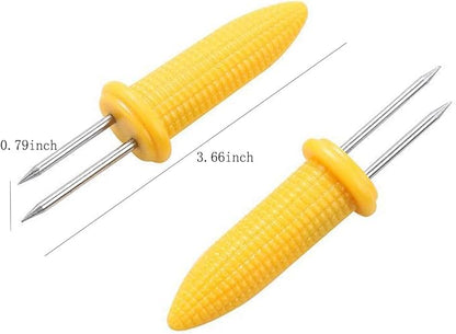 3.66 Inch Stainless Steel Corn Holders, Corn on The Grill, Corn on The Cob Skewers, Double Fork Sweet Corn Seat, Home & BBQ Cooking Fork (10 Pcs)