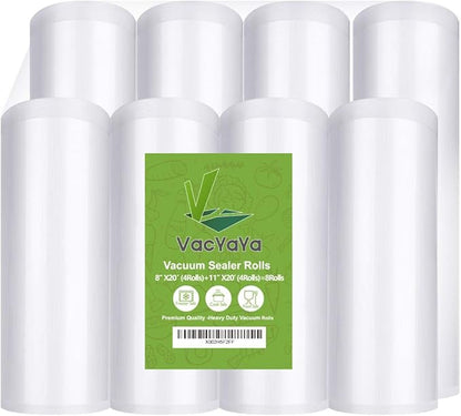 VacYaYa 8 Pack 8"x20'(4Rolls) and 11"x20' (4Rolls) Vacuum Sealer Bags Rolls with BPA Free and Heavy Duty,Commercial Grade Vaccume Seal Bags Rolls Work with Any Types Vacuum Sealer