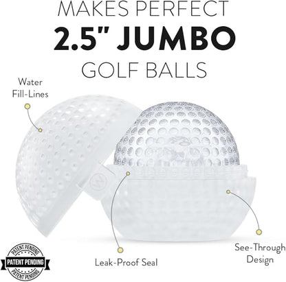 2 Pcs Silicone Golf Ball Ice Mold - 2.5” Ice Ball Maker Mold Ideal for Cocktails, Bourbon, Brandy - Perfect Ice Ball Mold Golf Gifts For Men
