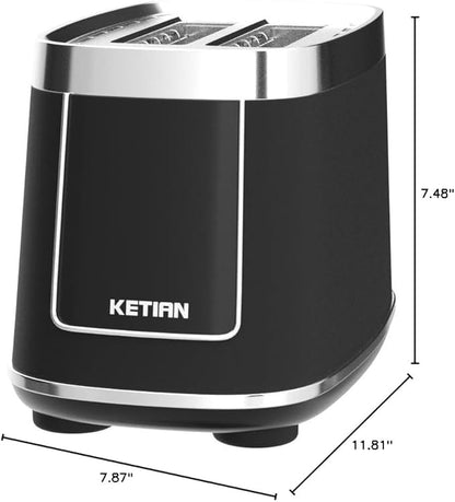 Smart Toaster Touchscreen, KETIAN Automatic Electric Digital Toaster 2 Slice, 7 Browning Settings, Preset Modes for 7 Types of Bread, 1400W