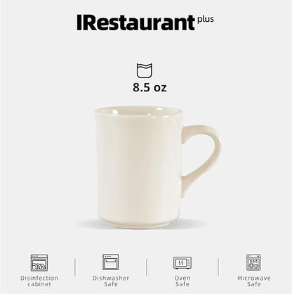 Stoneware Narrow Rim Commercial Grade Dinnerware (America White, Mug 8.5oz)