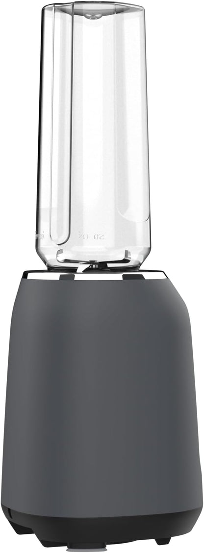 BLACK+DECKER® Ice Crush Single Serve Blender with Pulse/ON Button, Base, Two 20oz Personal Blender Jars, Blade Assembly, Travel Lid, Gray