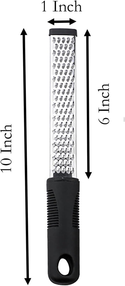Cheese Grater, 10 Inch x 1 Inch Stainless Steel Vegetables Zester with Rubber Handle for Vegetables, Cheese, Fruits and Lemon (25cm)