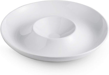 LAUCHUH Porcelain Chip and Dip Serving Set Divided Serving Trays Appetizers and Cheeses Serving Platter Compartment Dish for Thanksgiving, Christmas, Snack, Fruit, Veggies, Candy, 12-inch Set of 1